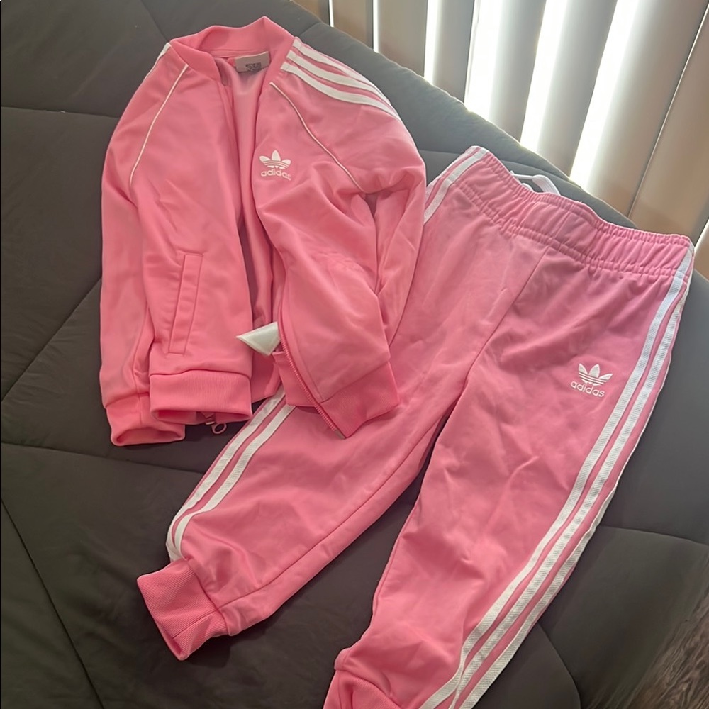 Adidas Pink Sweatpants with Classic Stripes